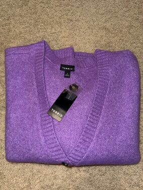 Torrid Purple Button-Front V-Neck Cardigan